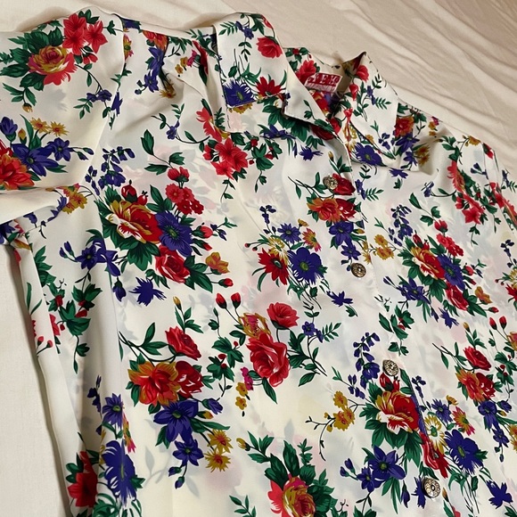 Vintage Autumn floral pattern short sleeve blouse - Picture 8 of 12